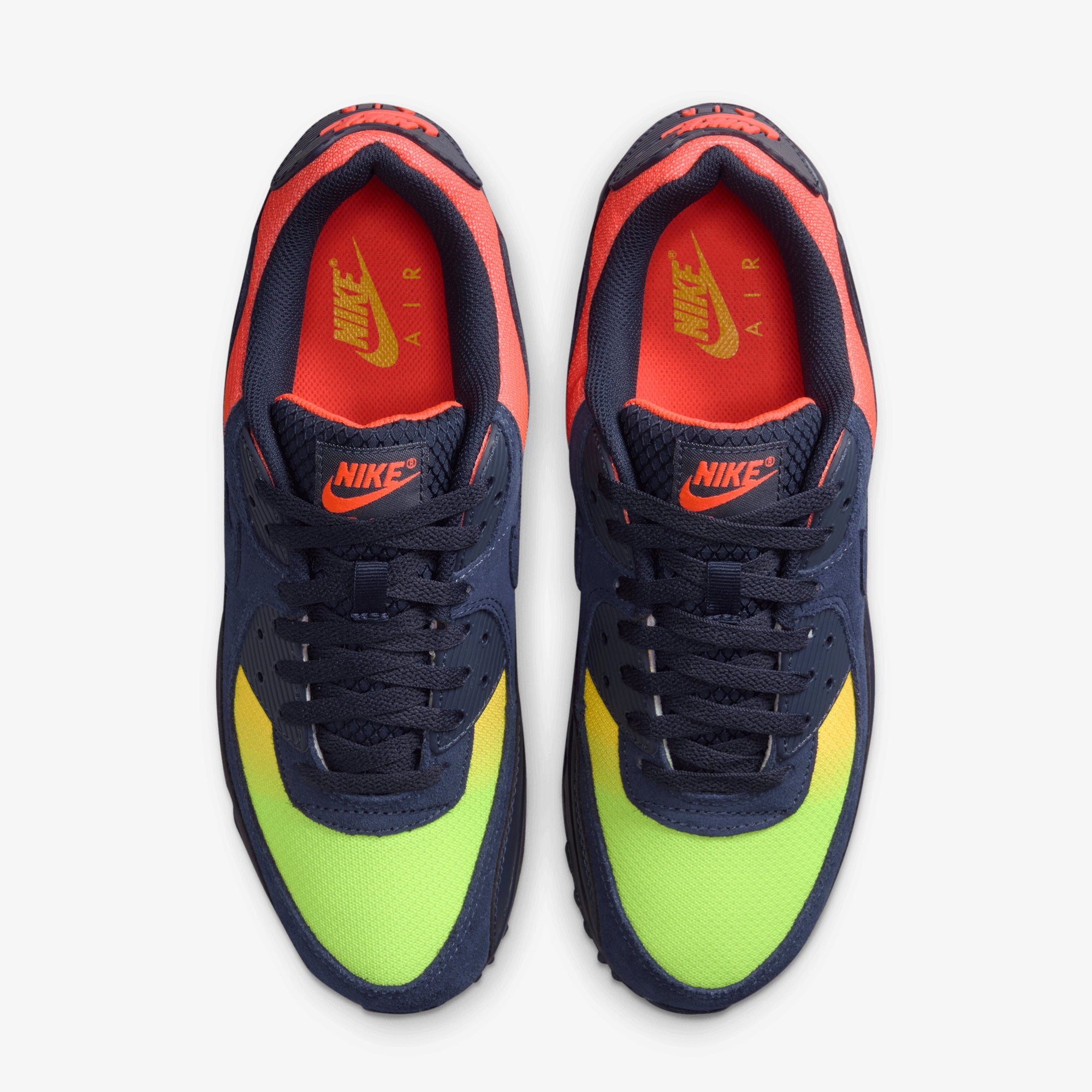 Nike | AIR MAX 90 { LEMON VENOM/BLACKENED BLUE-HYPER CRIMSON
