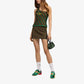PUMA | X AHLUWALIA T7 TEXTURED KNIT ONE-SHOULDER TOP { ARCHIEVE GREEN AOP