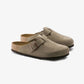 Birkenstock | BOSTON SOFT FOOTBED SUEDE LEATHER  { GRAY/TAUPE