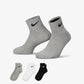 NIKE | PERFORMANCE LIGHTWEIGHT TRAINING ANKLE SOCKS (3 PAIRS) { GREY/WHITE/BLACK