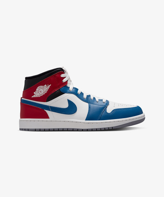 JORDAN | AIR JORDAN 1 MID {TRUE BLUE/SUMMIT WHITE-VARSITY RED-BLACK