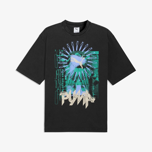 PUMA | GRAPHIC BOXY WASHED TEE { PUMA BLACK