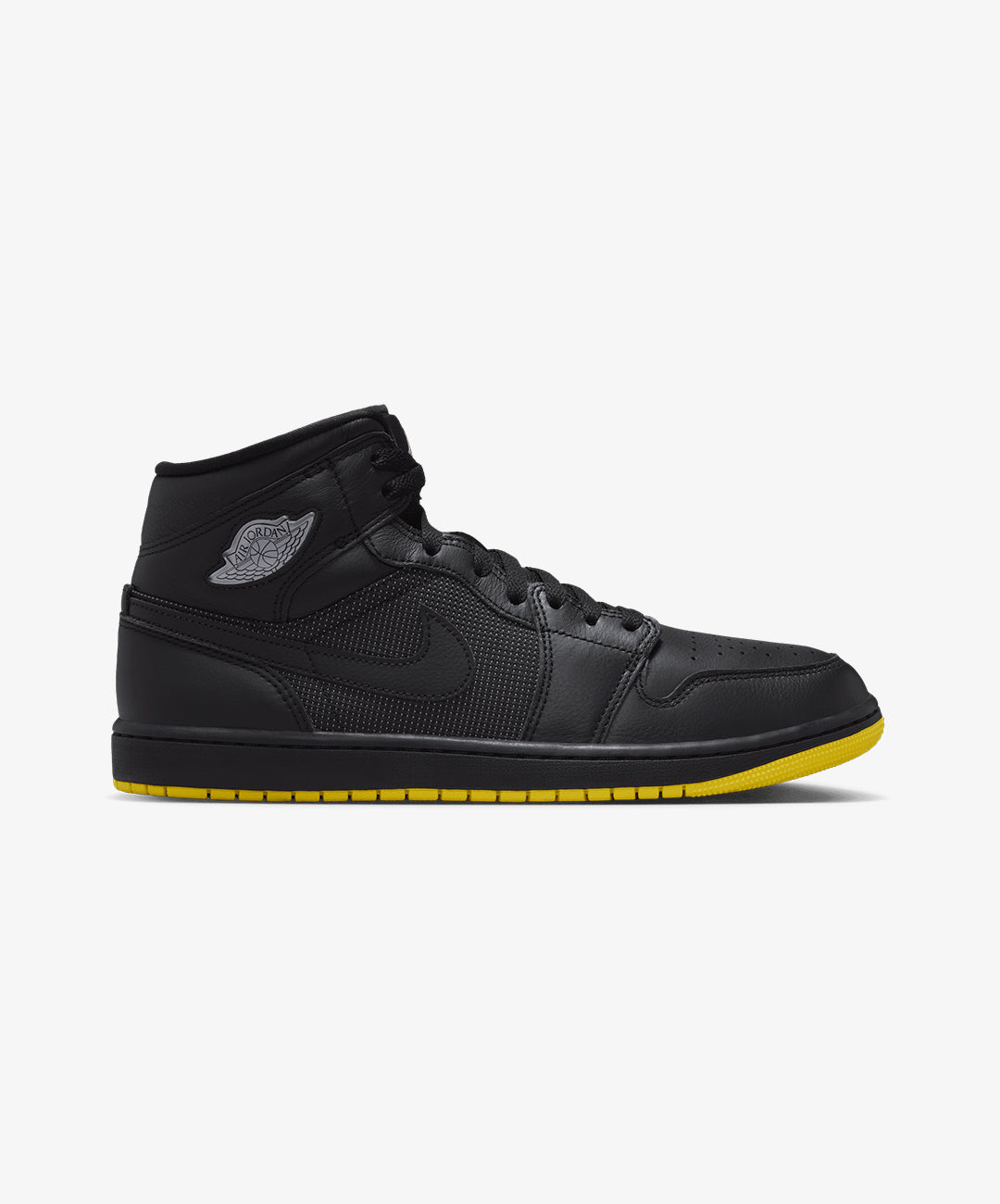 JORDAN | AIR JORDAN 1 MID SE { BLACK/SILVER-OPTI YELLOW