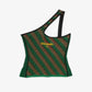 PUMA | X AHLUWALIA T7 TEXTURED KNIT ONE-SHOULDER TOP { ARCHIEVE GREEN AOP