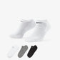 NIKE | EVERYDAY CUSHIONED TRAINING NO-SHOW SOCKS { GREY/WHITE/BLACK