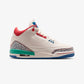 JORDAN | AIR JORDAN 3 RETRO "PLAY YOUR WAY" (GS) { CHALK/TRACK RED-TRUE BLUE-KINETIC GREEN