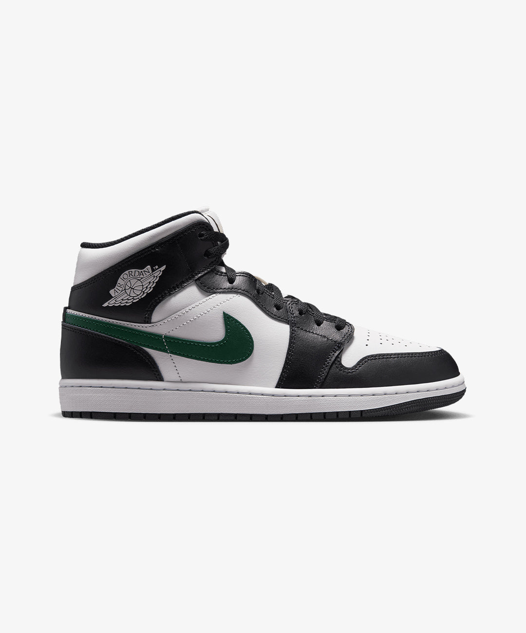 JORDAN | AIR JORDAN 1 MID { BLACK/SUMMIT WHITE-GORGE GREEN