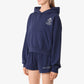 SPORTY & RICH | CROWN LOGO CROPPED HOODIE { NAVY/WHITE