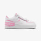 NIKE | AIR FORCE 1 SHADOW { WHITE/WHITE-PINK RISE-METALLIC SILVER