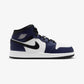 JORDAN | AIR JORDAN 1 MID { WHITE/TECH GREY-COLLEGE NAVY-WHITE