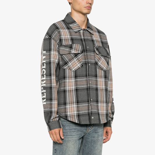 QUILTED FLANNEL SHIRT 'GREY CHECK'
