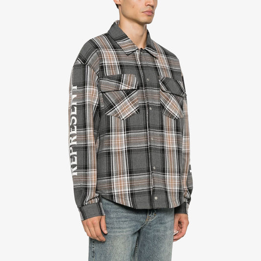 Represent | QUILTED FLANNEL SHIRT  { GREY CHECK