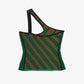 PUMA | X AHLUWALIA T7 TEXTURED KNIT ONE-SHOULDER TOP { ARCHIEVE GREEN AOP