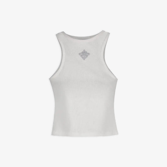 ALMOST GODS | ALPHA CROSS RIBBED TANK { WHITE