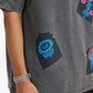 F A R A K | JAROKHA BLOCK PRINT T-SHIRT { GREY/GREY