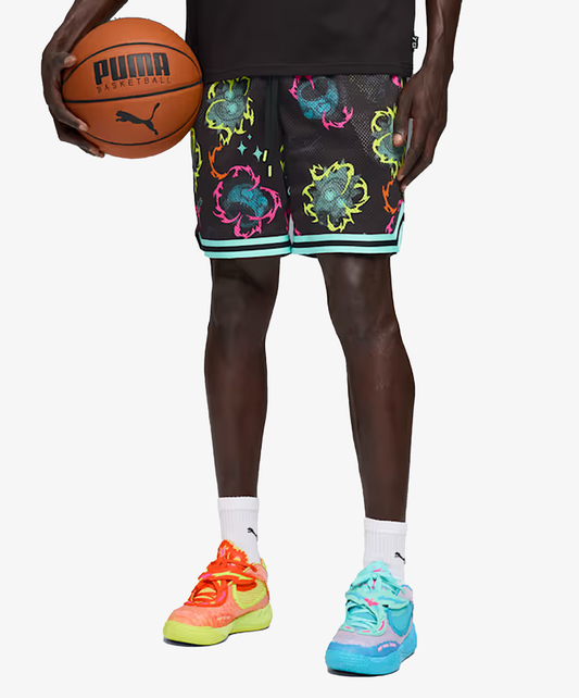 PUMA | x RICK AND MORTY ALL-OVER PRINT SHORTS { BLACK