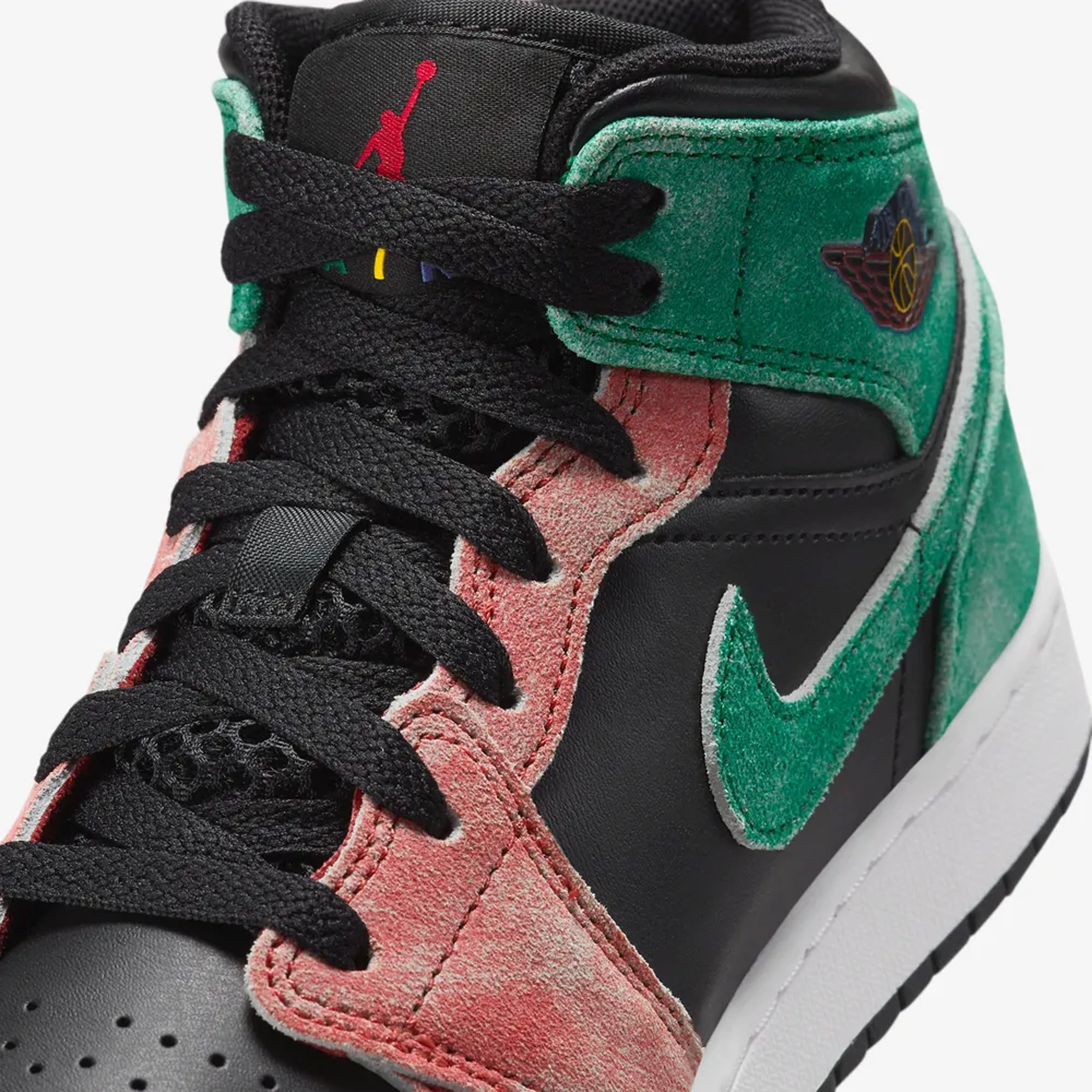 Buy Air Jordan 1 Mid SE GS Black Pine Green Dune Red Pine Green