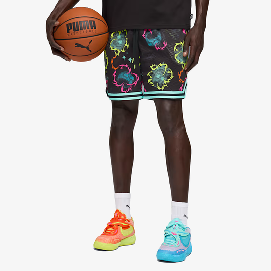 PUMA | x RICK AND MORTY ALL-OVER PRINT SHORTS { BLACK