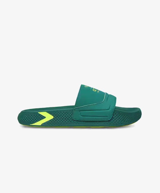 PUMA | ASTON MARTIN F1 SOFTRIDE PRO LEADPUFF SLIDES { PUMA BLACK-GREEN LUX-PUMA WHITE