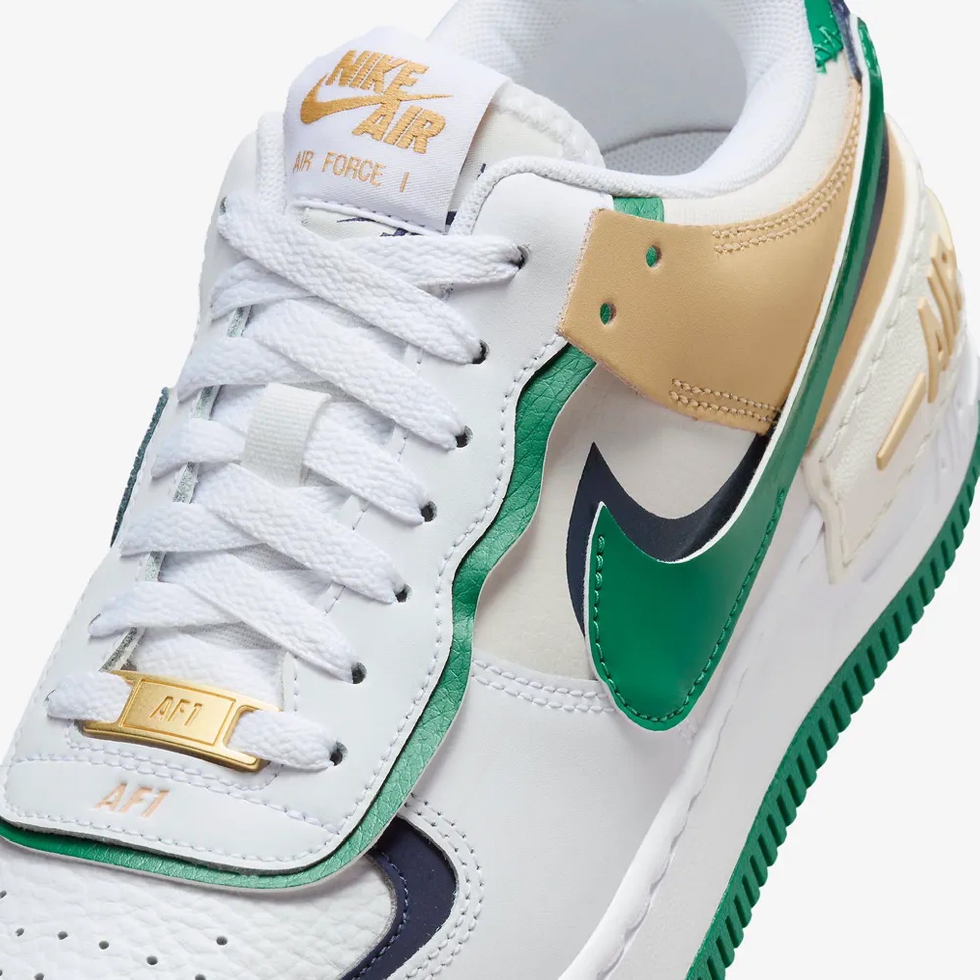 Nike AIR FORCE SHADOW WHITE/MIDNIGHT NAVY-MALACHITE-SESAME