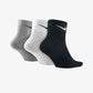 NIKE | PERFORMANCE LIGHTWEIGHT TRAINING ANKLE SOCKS (3 PAIRS) { GREY/WHITE/BLACK
