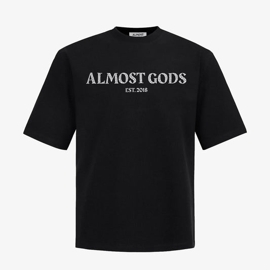 ALMOST GODS | CRACKED LOGO RELAXED TEE { BLACK