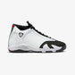 JORDAN | AIR JORDAN 14 RETRO "BLACK TOE" { WHITE/VARSITY RED-BLACK-METALLIC SILVER