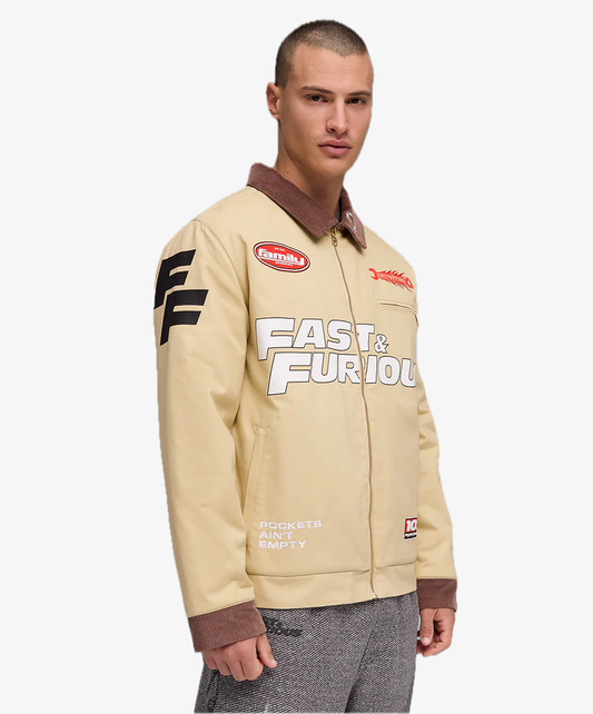 PUMA | X FAST & FURIOUS PRINTED BASKETBALL JACKET { CASHEW BROWN