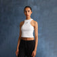 ALMOST GODS | ALPHA CROSS RIBBED TANK { WHITE