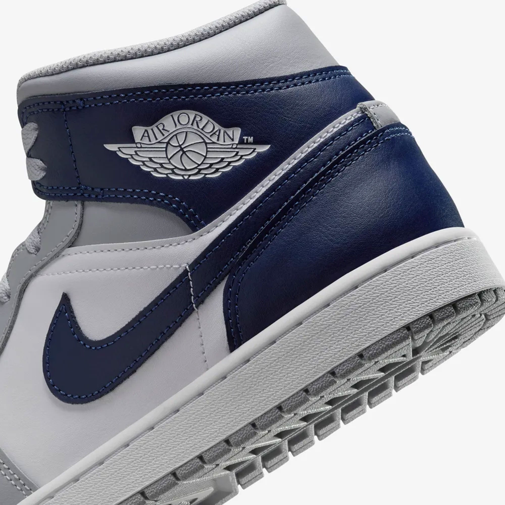 Buy Air Jordan 1 Mid White, Midnight & Navy Wolf Grey Shoes Online