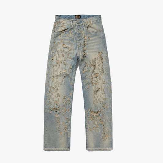Aries | DESTROYED LACE BATTEN JEANS { BLUE