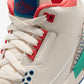 JORDAN | AIR JORDAN 3 RETRO "PLAY YOUR WAY" (GS) { CHALK/TRACK RED-TRUE BLUE-KINETIC GREEN