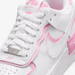 NIKE | AIR FORCE 1 SHADOW { WHITE/WHITE-PINK RISE-METALLIC SILVER