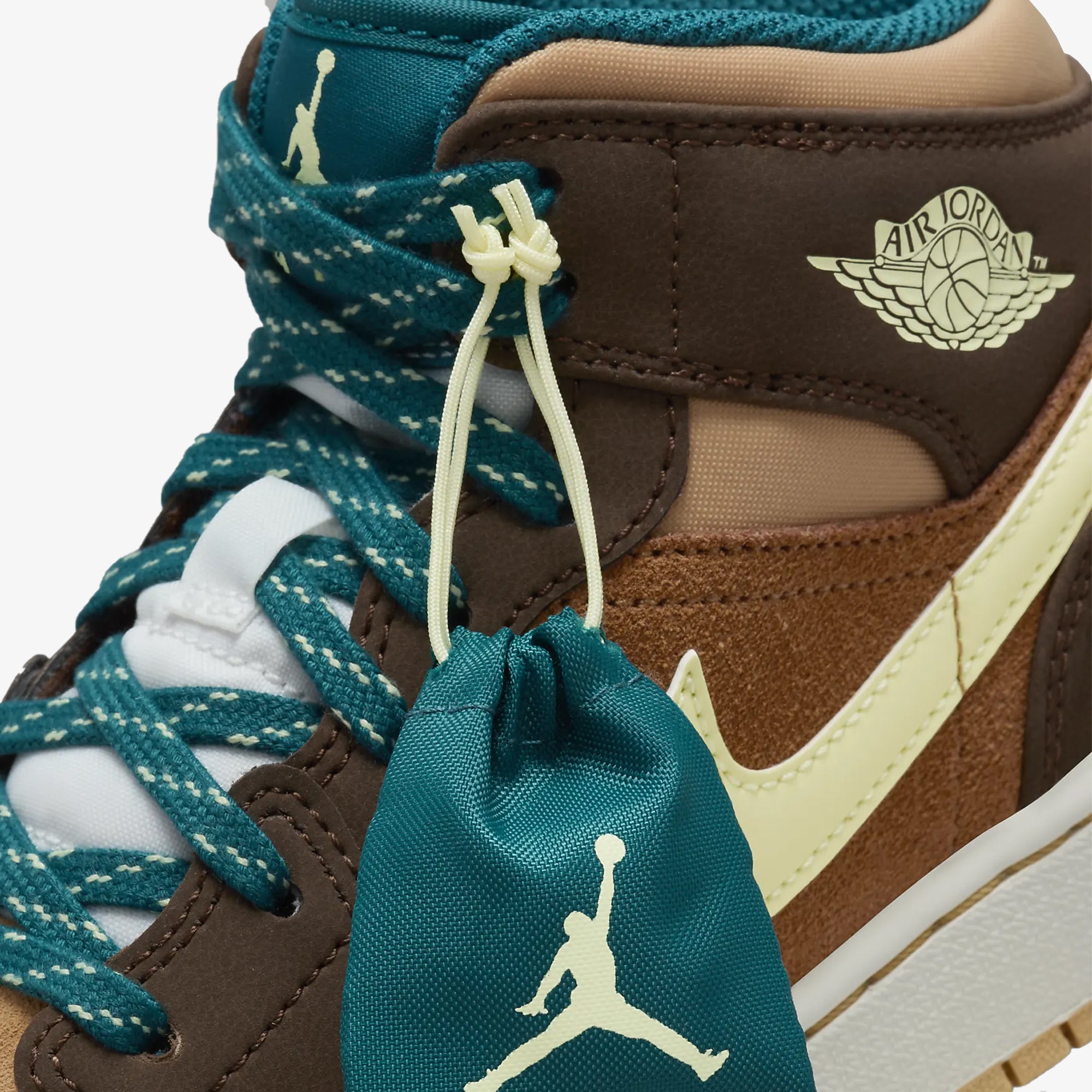 Buy JORDAN AIR JORDAN 1 MID SE 'CACAO WOW/LUMINOUS GREEN-ALE BROWN