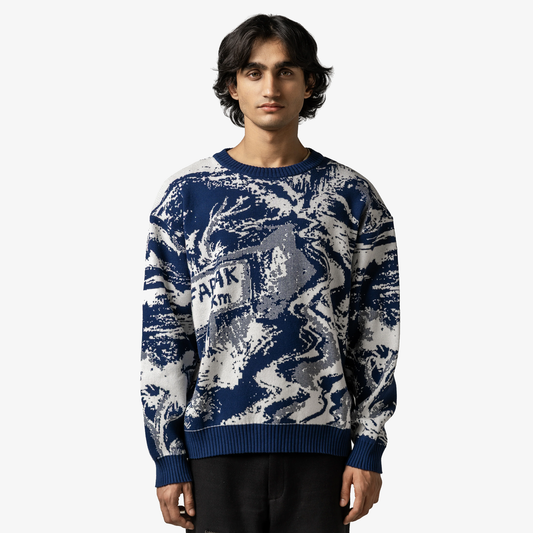 F A R A K | DARBAAR FLAT KNIT SWEATER { BLUE