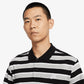 NIKE | CLUB STRIPED POLO T-SHIRT { BLACK/WHITE