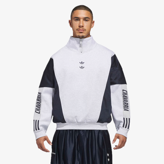 ADIDAS ORIGINALS | x CHAVARRIA WATSONVILLE MOCKNECK SWEATER { LIGHT GREY/ LEGEND INK