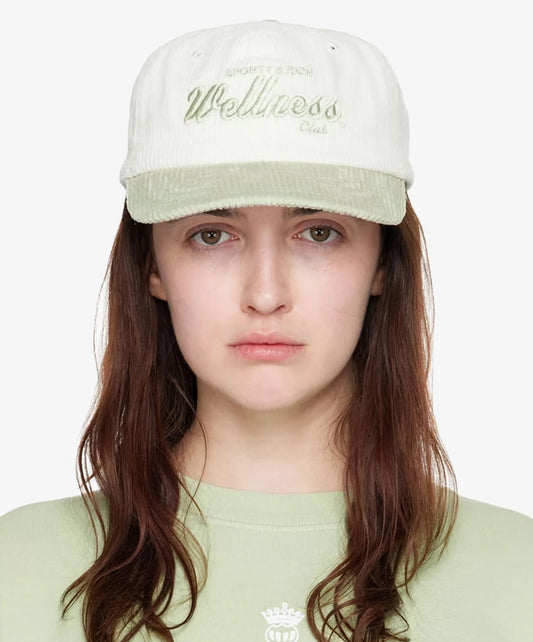 SPORTY & RICH | DRAFT CORDUROY HAT { WHITE/SAGE