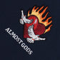 ALMOST GODS | BURNING HEART BOXY TEE { NAVY