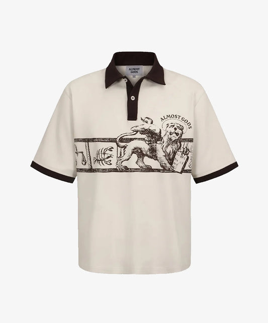 ALMOST GODS | ZODIAC RELAXED POLO { OFF WHITE