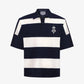 ALMOST GODS | ALPHA CROSS WOVEN STRIPED POLO { NAVY/WHITE