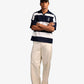 ALMOST GODS | ALPHA CROSS WOVEN STRIPED POLO { NAVY/WHITE