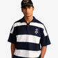 ALMOST GODS | ALPHA CROSS WOVEN STRIPED POLO { NAVY/WHITE