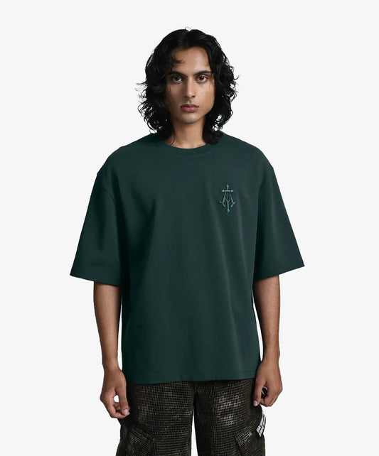 ALMOST GODS | ALPHA CROSS EMBROIDERED TEE { GREEN