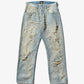 Aries | DESTROYED LACE BATTEN JEANS { BLUE