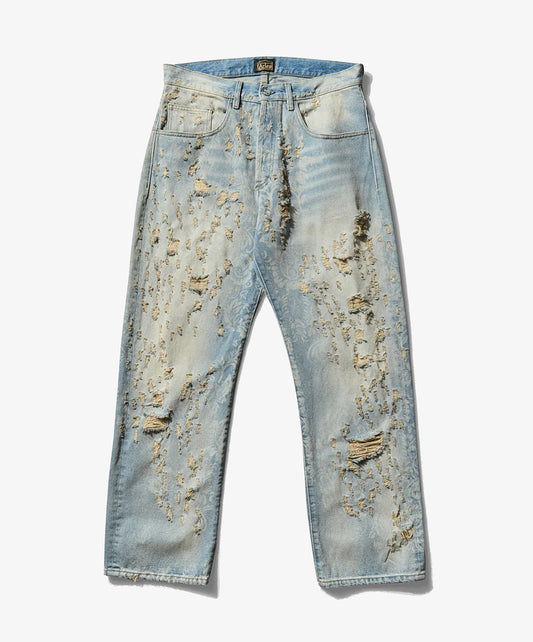 Aries | DESTROYED LACE BATTEN JEANS { BLUE