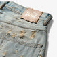 Aries | DESTROYED LACE BATTEN JEANS { BLUE