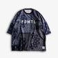FDMTL | PRINTED PATCHWORK SWEAT TEE  { NAVY
