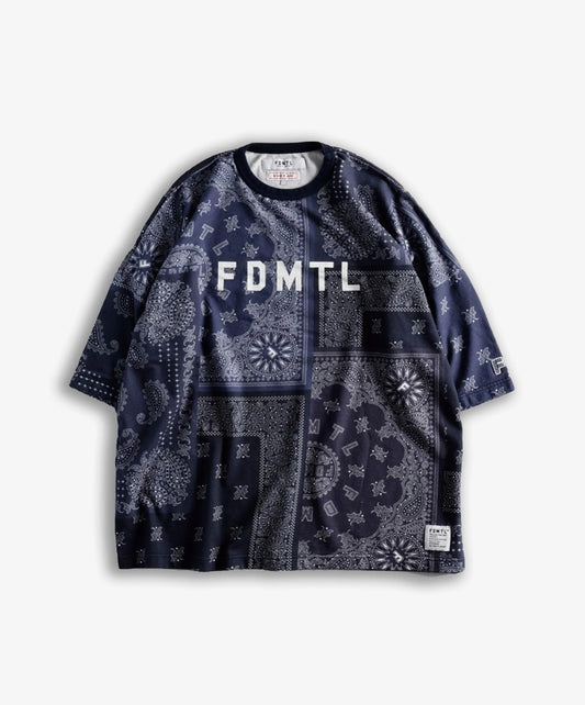 FDMTL | PRINTED PATCHWORK SWEAT TEE  { NAVY