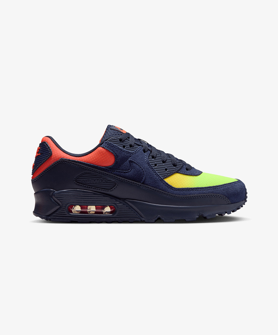 Nike | AIR MAX 90 { LEMON VENOM/BLACKENED BLUE-HYPER CRIMSON